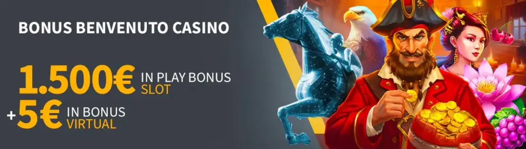 Planetwin365 - Bonus Benvenuto Casino fino a 1.500€ in Play Bonus Slot + 5€ in Bonus Virtual